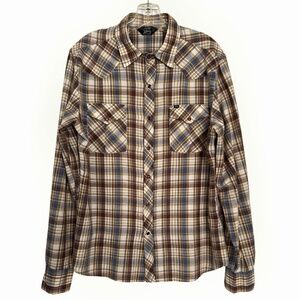 Salt Valley Urban Outfitters Western Shirt Brown Blue Mens (L) Vintage RN#32054